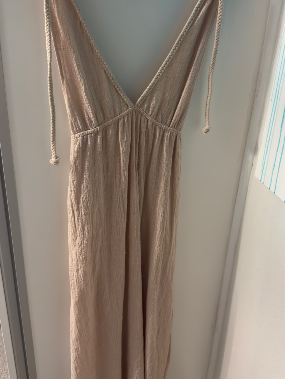 Beige Women's Deep V Swim Coverup